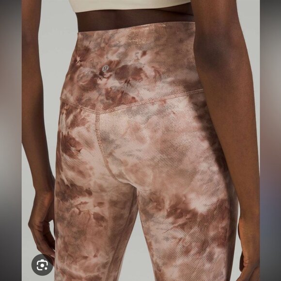 NEW Lululemon Align High-Rise 25” Diamond Dye Metallic Shine Pink Gold Leggings - Picture 2 of 11